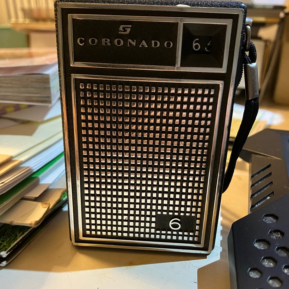 Corona Black and Silver Portable Radio Vintage